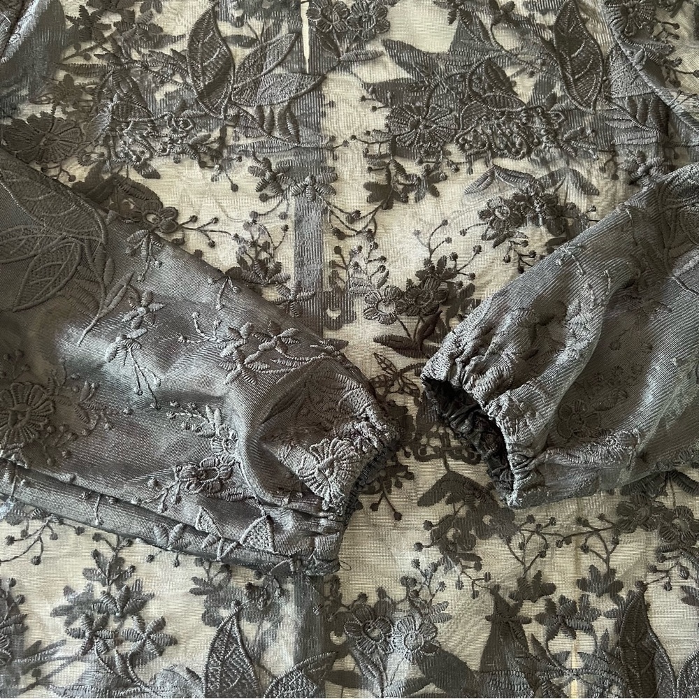 NA-KD Women’s Black Floral Lace Sheer Top Embroidered Elegant Size 40 - Picture 13 of 16